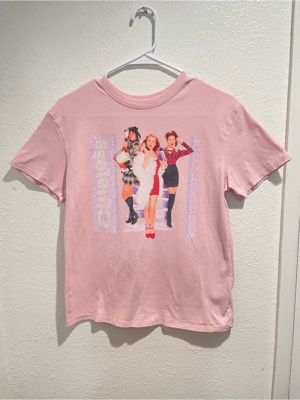 🛍️ Clueless Movie Graphic Tee Soft Pink Girls L 10/12 💅